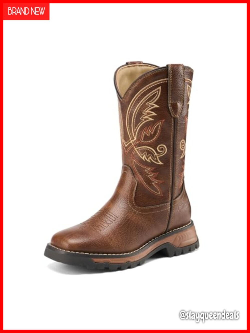 Kids Square Toe Cowboy Boots Western Riding Mid Calf Pull On
